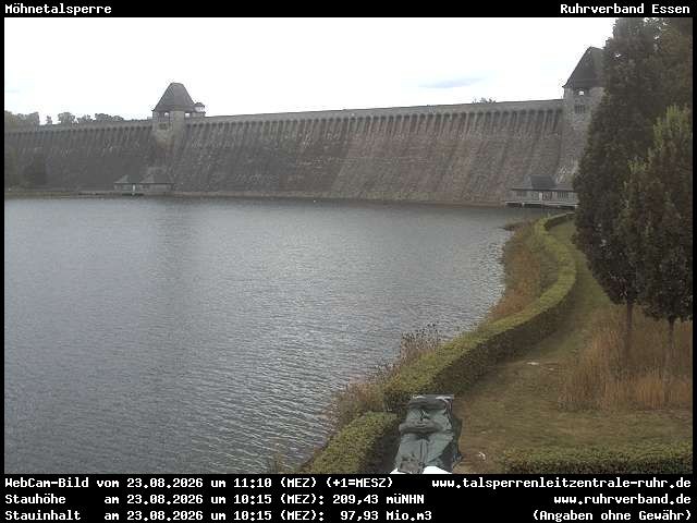 Archiv Foto Webcam Möhnetalsperre: Blick auf Staumauer