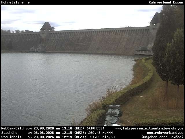Archiv Foto Webcam Möhnetalsperre: Blick auf Staumauer