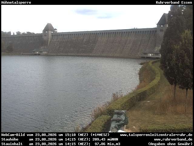 Archiv Foto Webcam Möhnetalsperre: Blick auf Staumauer