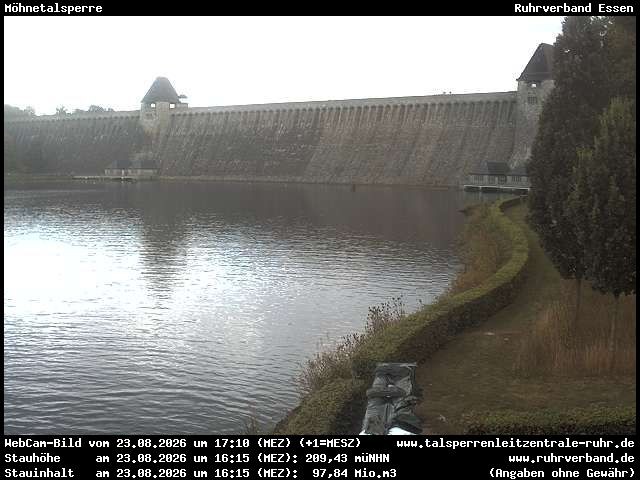 Archiv Foto Webcam Möhnetalsperre: Blick auf Staumauer