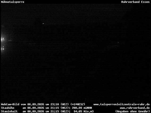 Archiv Foto Webcam Möhnetalsperre: Blick auf Staumauer
