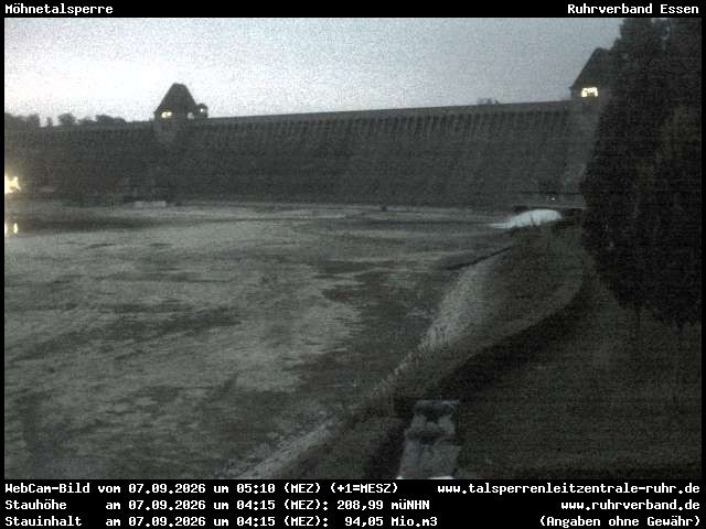 Archiv Foto Webcam Möhnetalsperre: Blick auf Staumauer