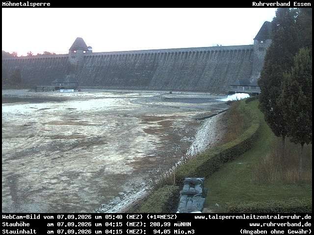 Archiv Foto Webcam Möhnetalsperre: Blick auf Staumauer