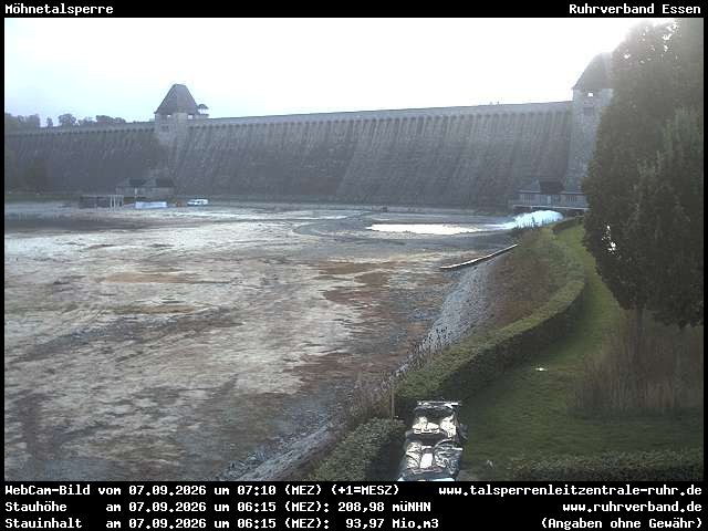Archiv Foto Webcam Möhnetalsperre: Blick auf Staumauer