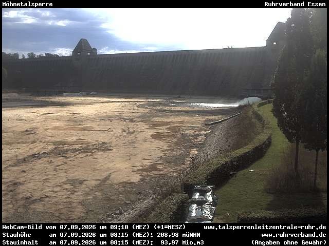 Archiv Foto Webcam Möhnetalsperre: Blick auf Staumauer