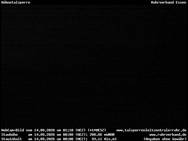 Archiv Foto Webcam Möhnetalsperre: Blick auf Staumauer