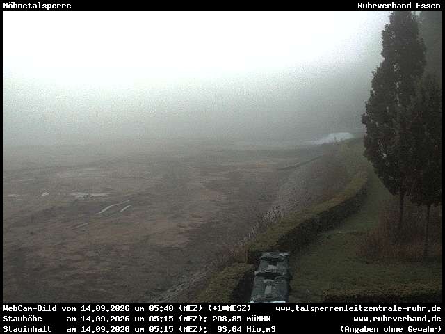 Archiv Foto Webcam Möhnetalsperre: Blick auf Staumauer