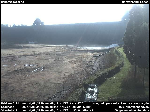 Archiv Foto Webcam Möhnetalsperre: Blick auf Staumauer