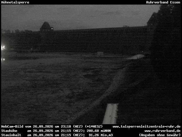 Archiv Foto Webcam Möhnetalsperre: Blick auf Staumauer