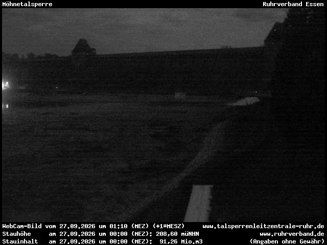 Archiv Foto Webcam Möhnetalsperre: Blick auf Staumauer