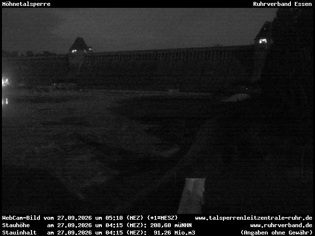 Archiv Foto Webcam Möhnetalsperre: Blick auf Staumauer