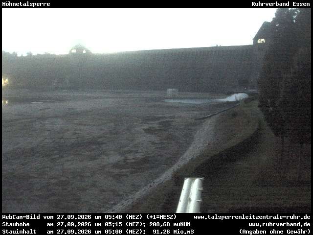 Archiv Foto Webcam Möhnetalsperre: Blick auf Staumauer