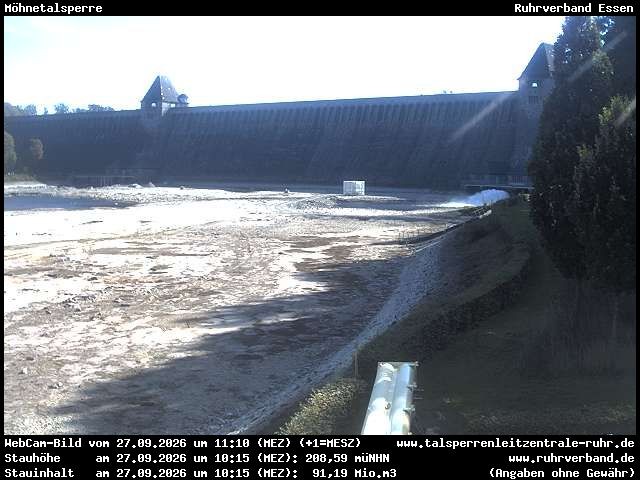 Archiv Foto Webcam Möhnetalsperre: Blick auf Staumauer