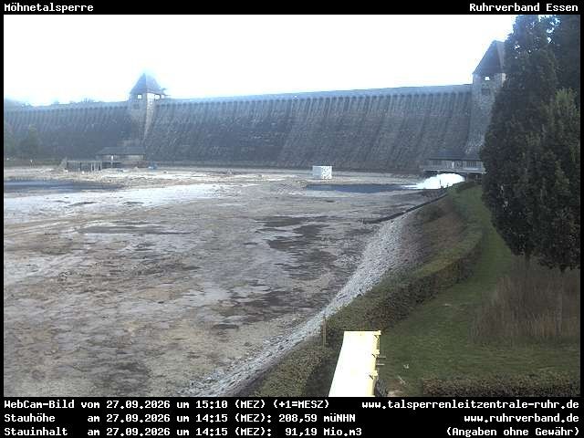 Archiv Foto Webcam Möhnetalsperre: Blick auf Staumauer