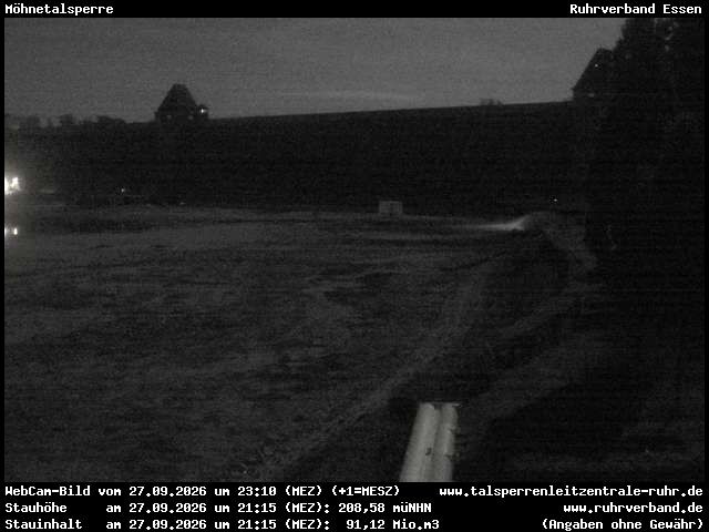 Archiv Foto Webcam Möhnetalsperre: Blick auf Staumauer