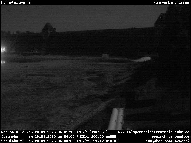 Archiv Foto Webcam Möhnetalsperre: Blick auf Staumauer