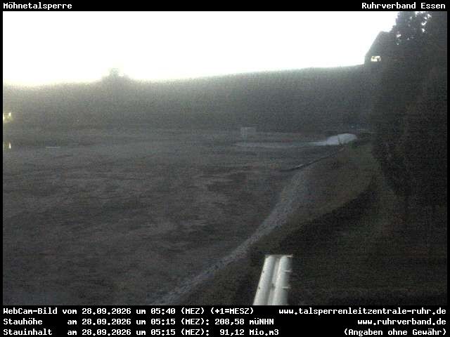 Archiv Foto Webcam Möhnetalsperre: Blick auf Staumauer