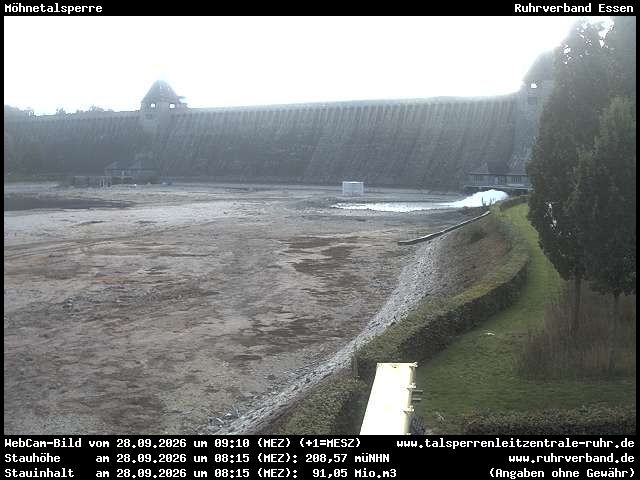 Archiv Foto Webcam Möhnetalsperre: Blick auf Staumauer