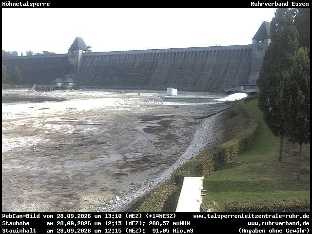 Archiv Foto Webcam Möhnetalsperre: Blick auf Staumauer