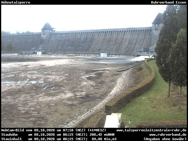 Archiv Foto Webcam Möhnetalsperre: Blick auf Staumauer