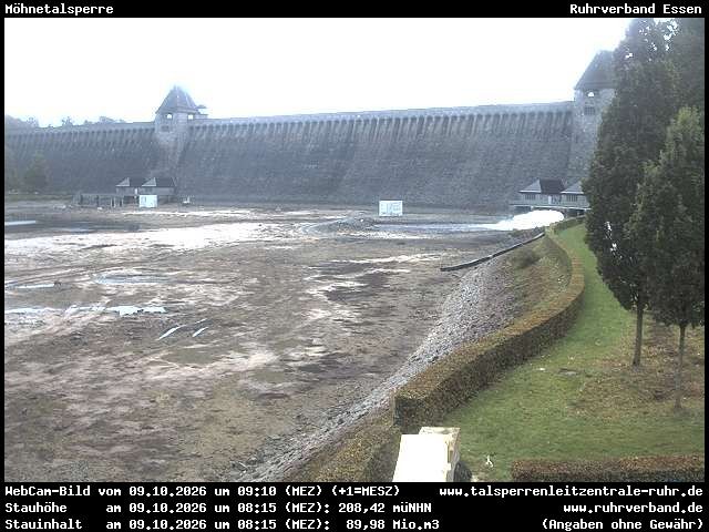 Archiv Foto Webcam Möhnetalsperre: Blick auf Staumauer