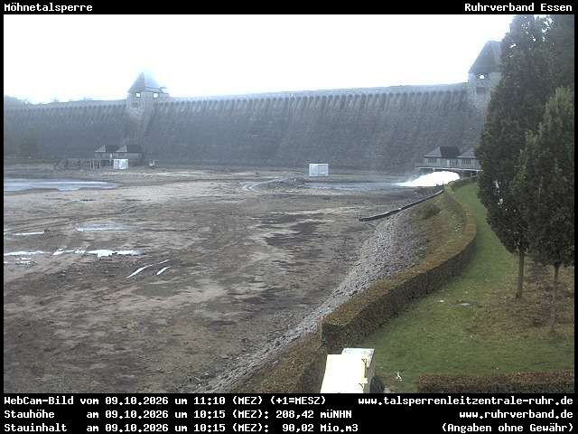 Archiv Foto Webcam Möhnetalsperre: Blick auf Staumauer