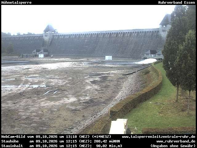 Archiv Foto Webcam Möhnetalsperre: Blick auf Staumauer