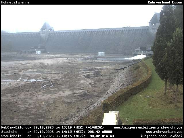 Archiv Foto Webcam Möhnetalsperre: Blick auf Staumauer