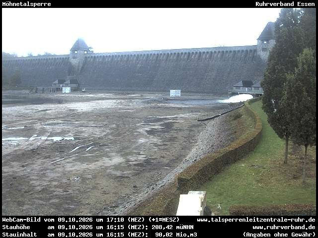 Archiv Foto Webcam Möhnetalsperre: Blick auf Staumauer