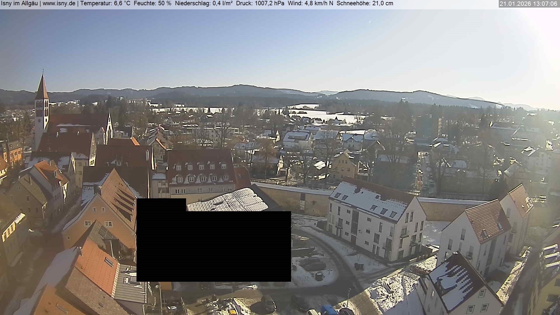 Archiv Foto Webcam Isny im Allgäu - Blick auf die Kirche St. Maria
