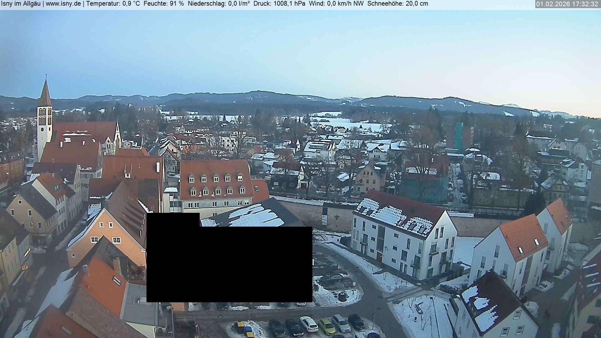 Archiv Foto Webcam Isny im Allgäu - Blick auf die Kirche St. Maria