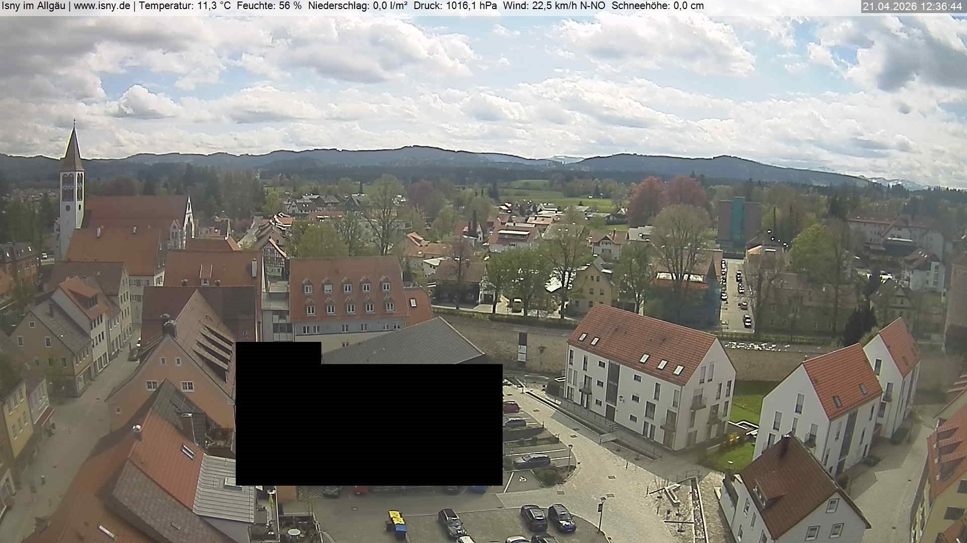 Archiv Foto Webcam Isny im Allgäu - Blick auf die Kirche St. Maria