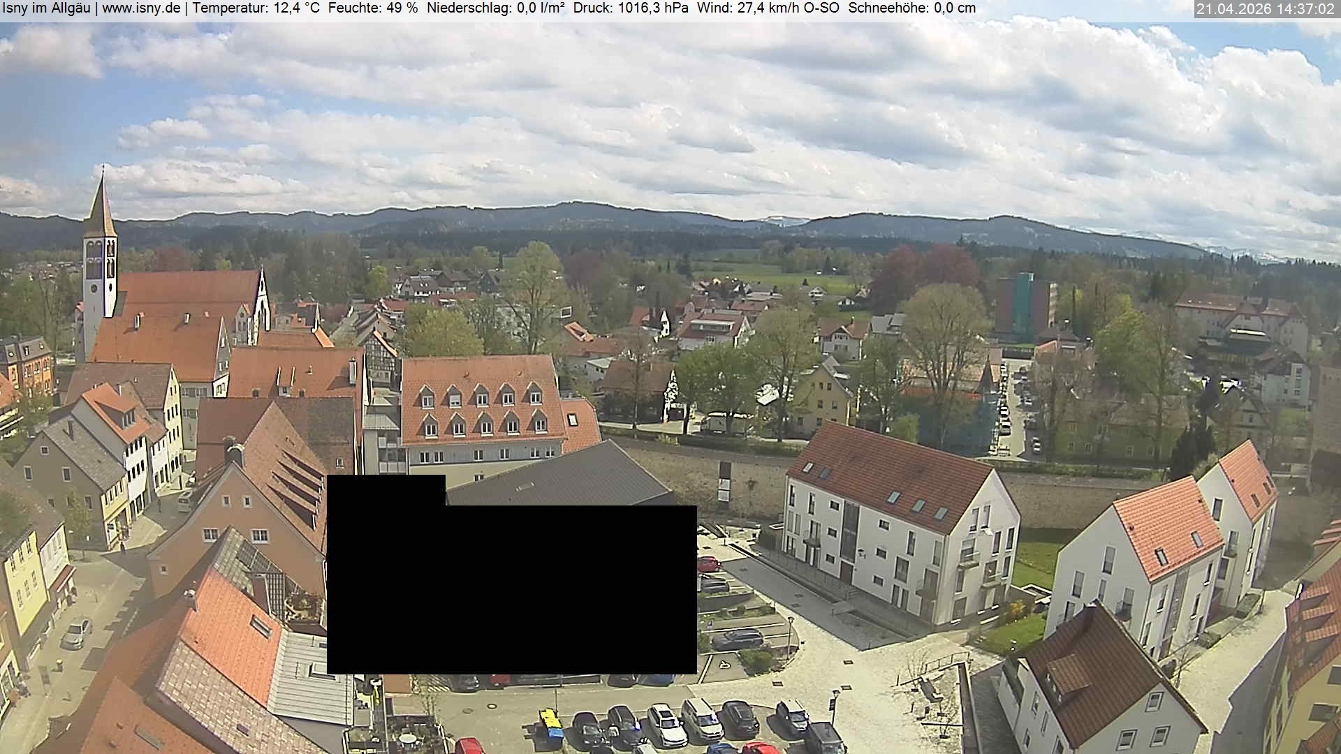 Archiv Foto Webcam Isny im Allgäu - Blick auf die Kirche St. Maria