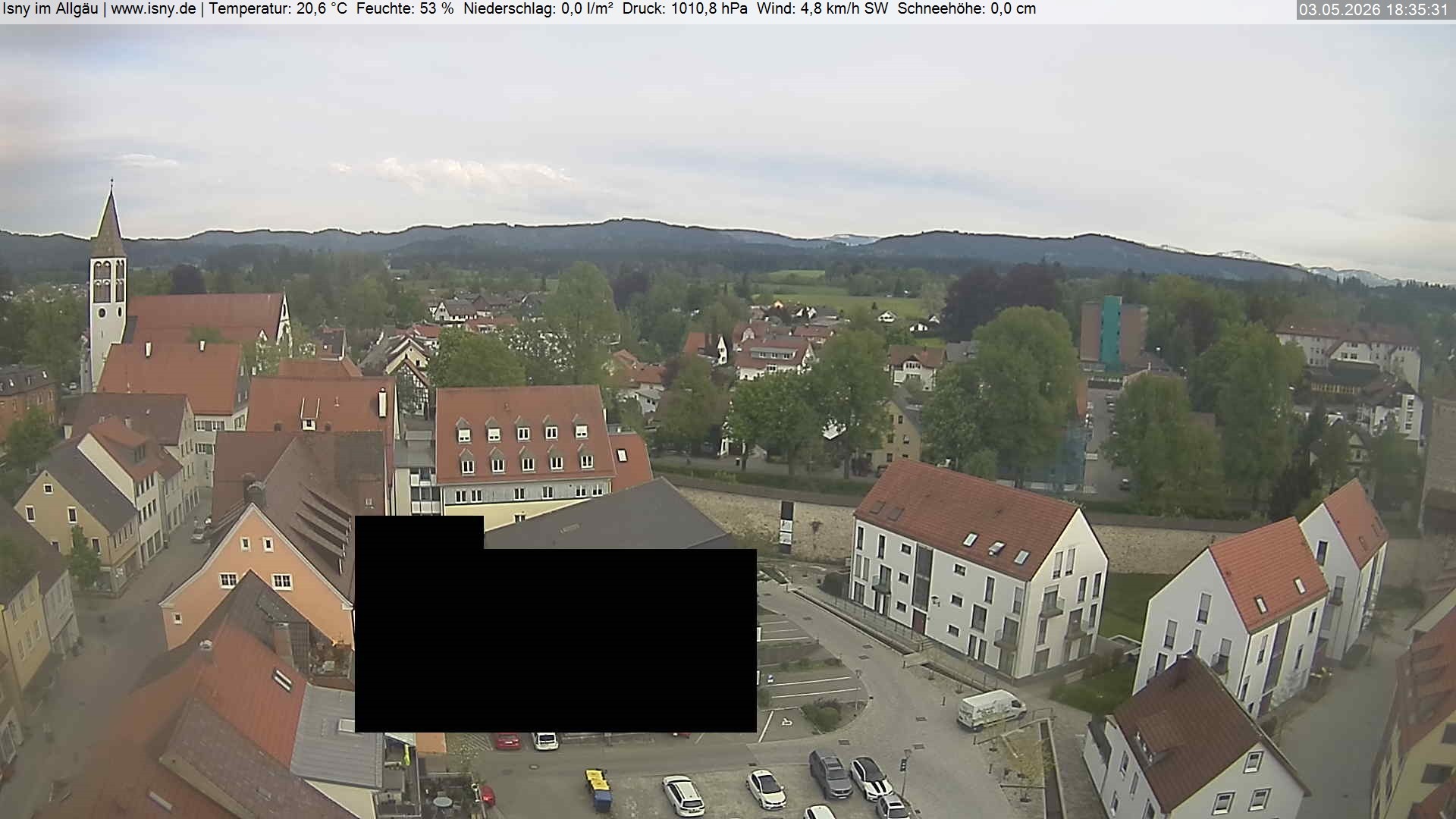 Archived image Webcam Isny - Allgäu - View to St. Mary Church