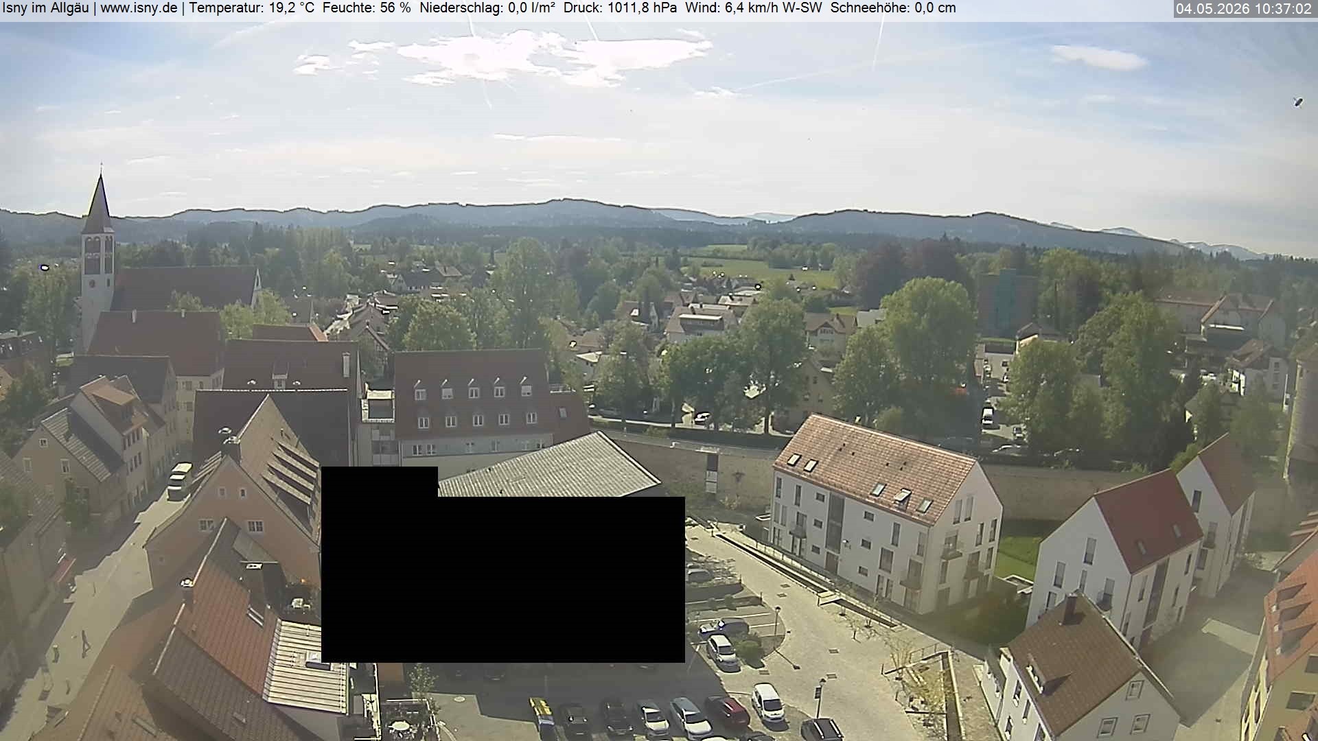 Archived image Webcam Isny - Allgäu - View to St. Mary Church