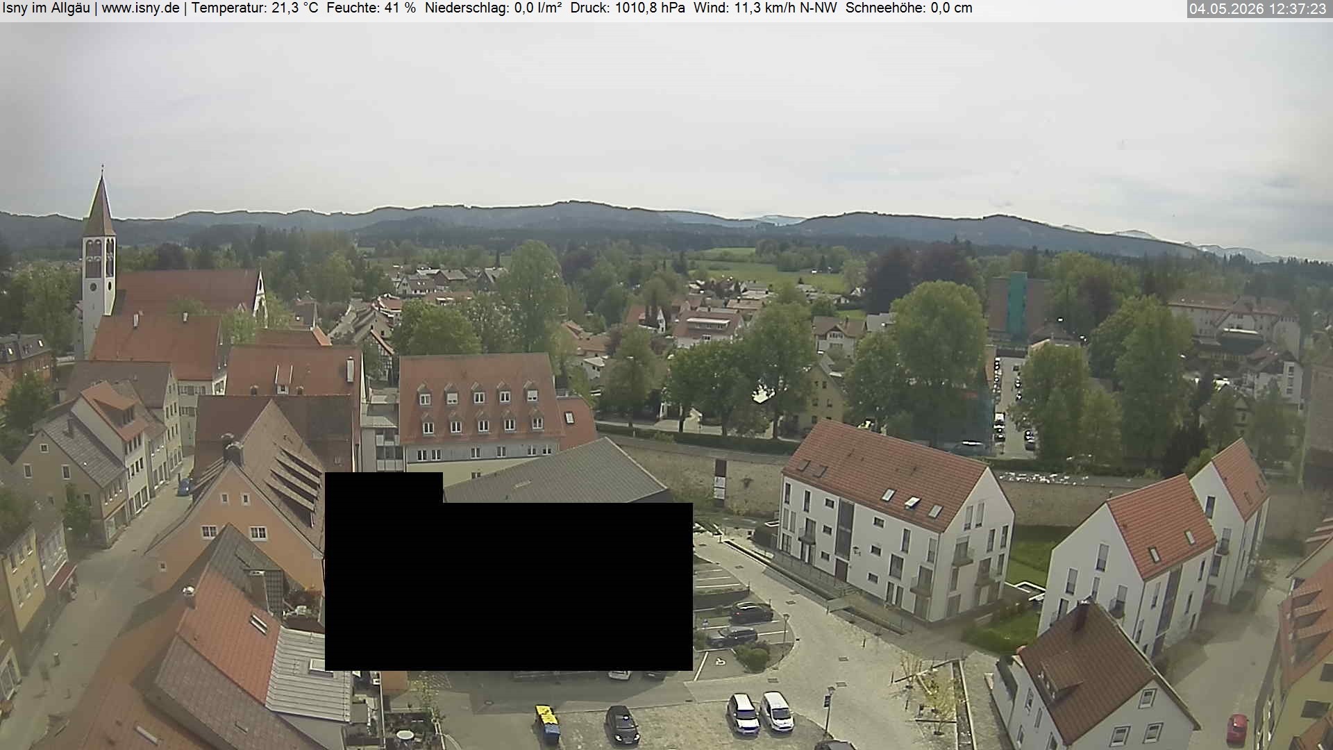 Archived image Webcam Isny - Allgäu - View to St. Mary Church