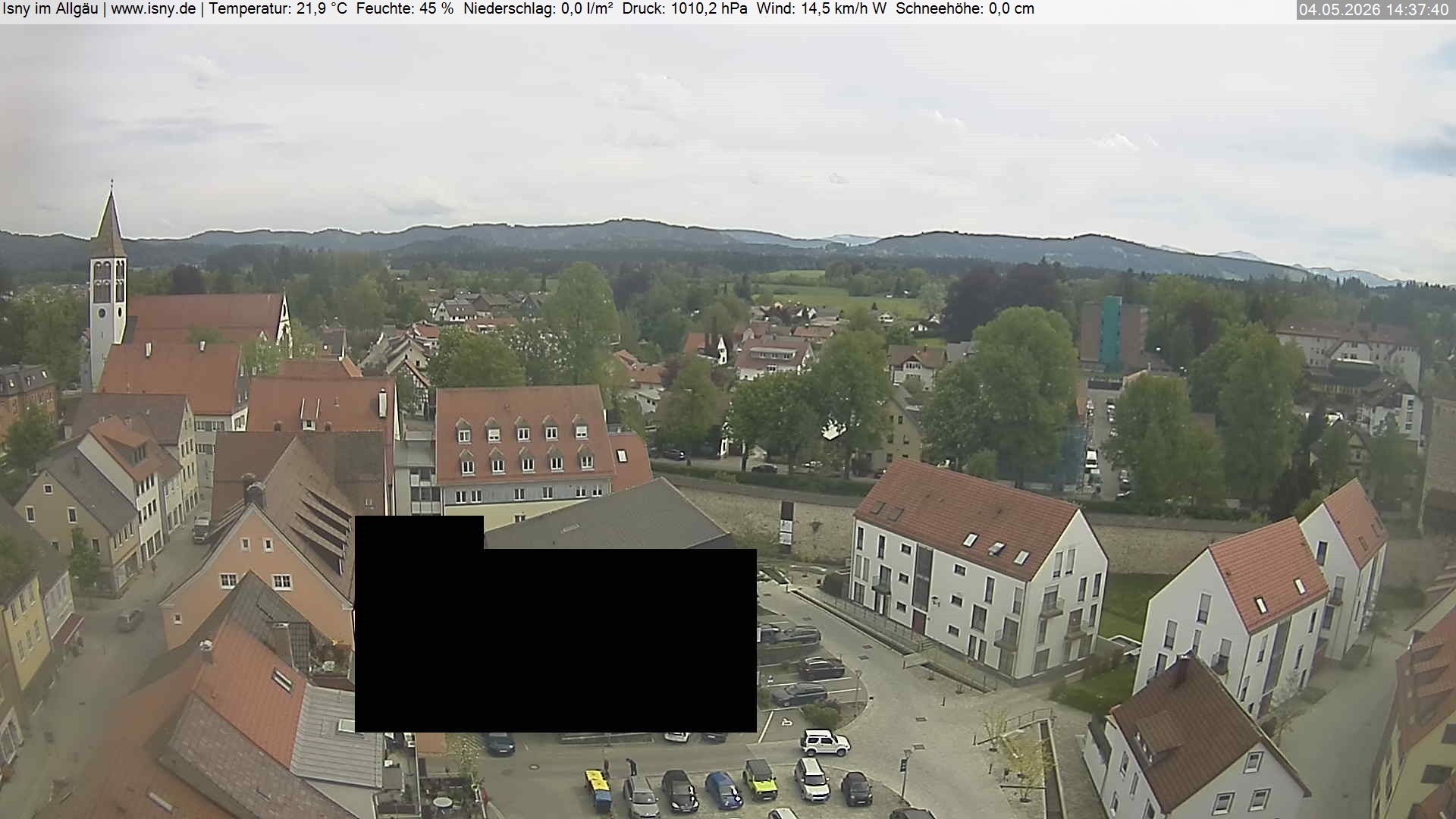 Archived image Webcam Isny - Allgäu - View to St. Mary Church