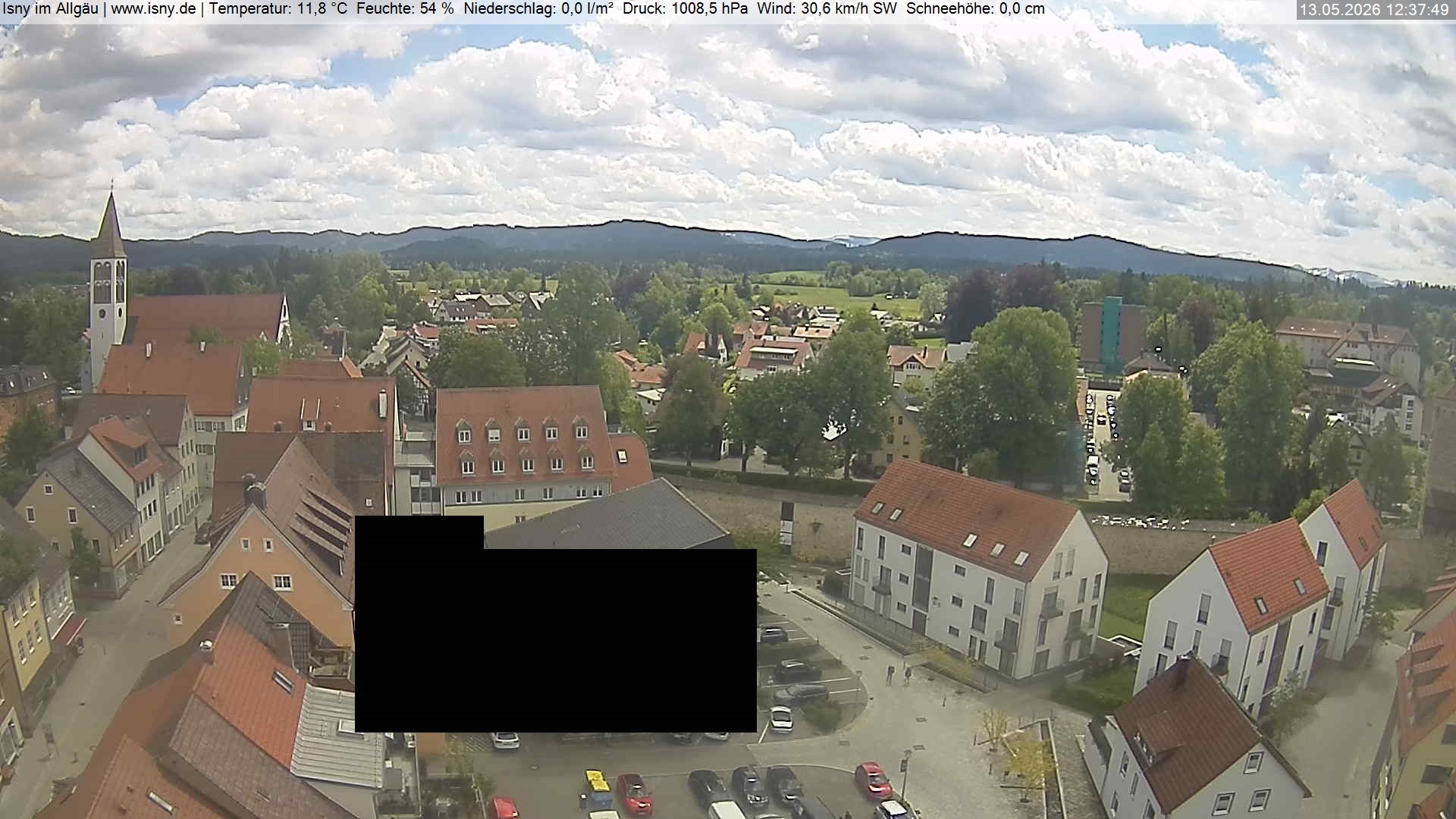 Archiv Foto Webcam Isny im Allgäu - Blick auf die Kirche St. Maria