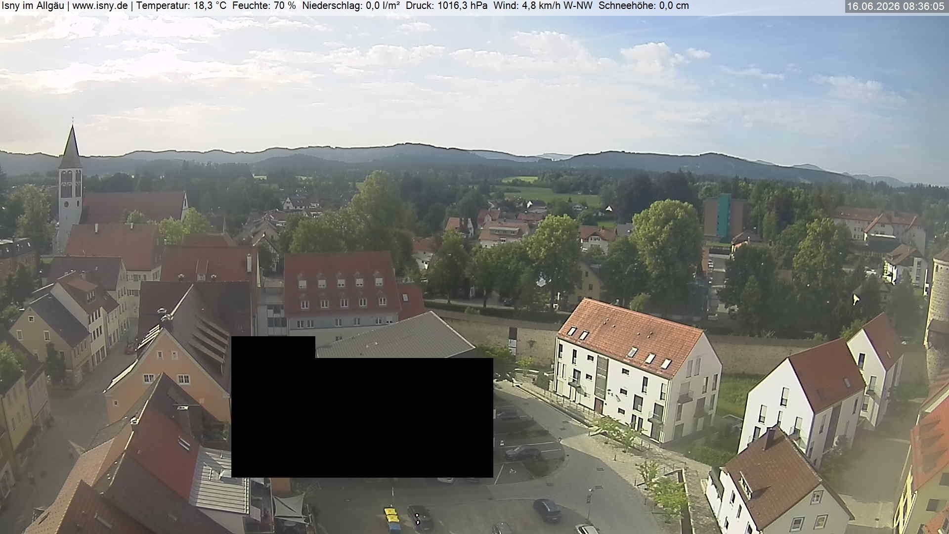 Archiv Foto Webcam Isny im Allgäu - Blick auf die Kirche St. Maria