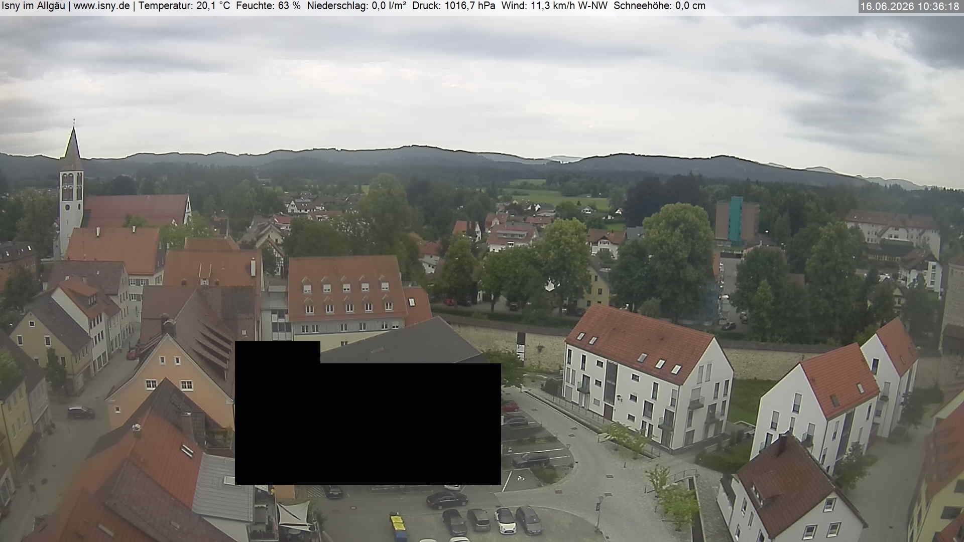 Archiv Foto Webcam Isny im Allgäu - Blick auf die Kirche St. Maria