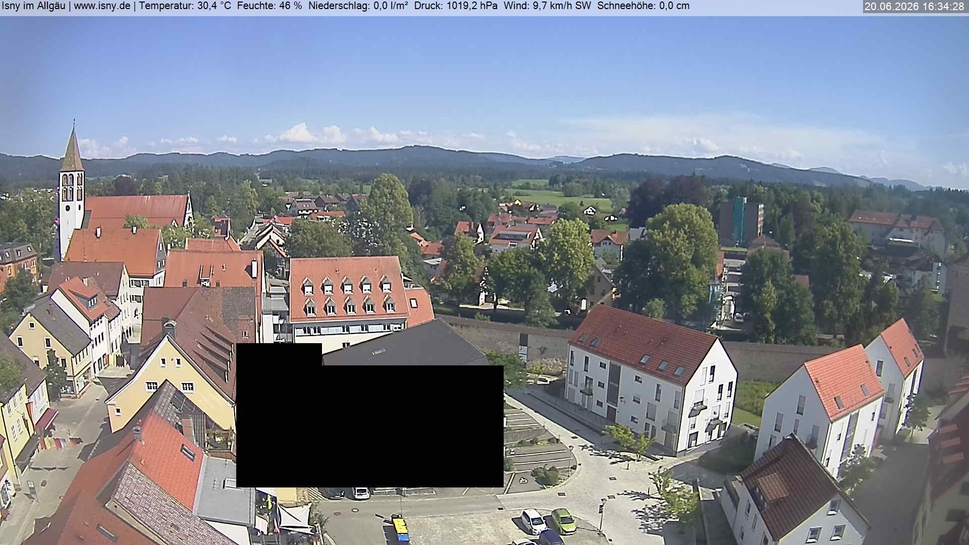 Archived image Webcam Isny - Allgäu - View to St. Mary Church
