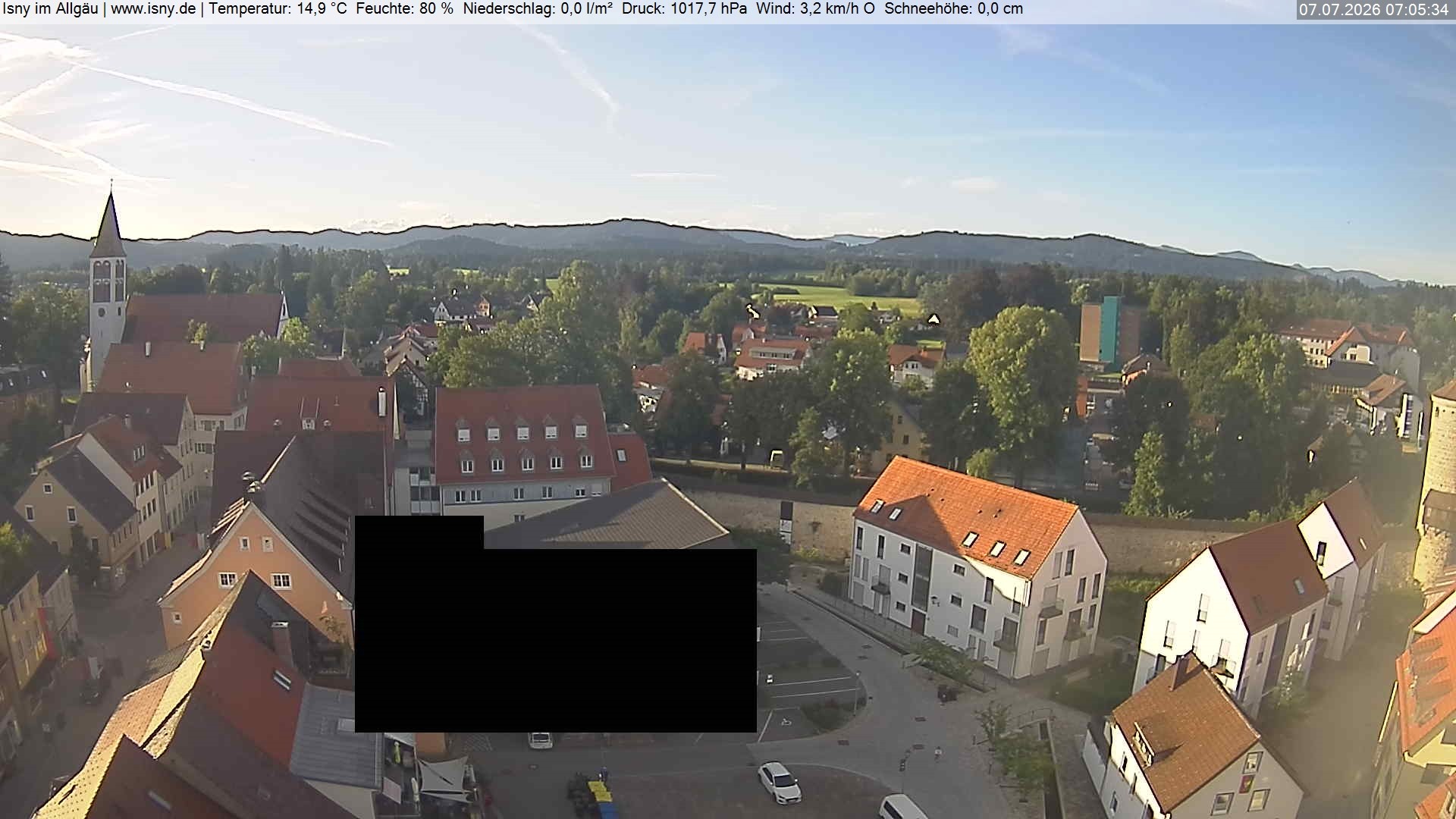 Archiv Foto Webcam Isny im Allgäu - Blick auf die Kirche St. Maria
