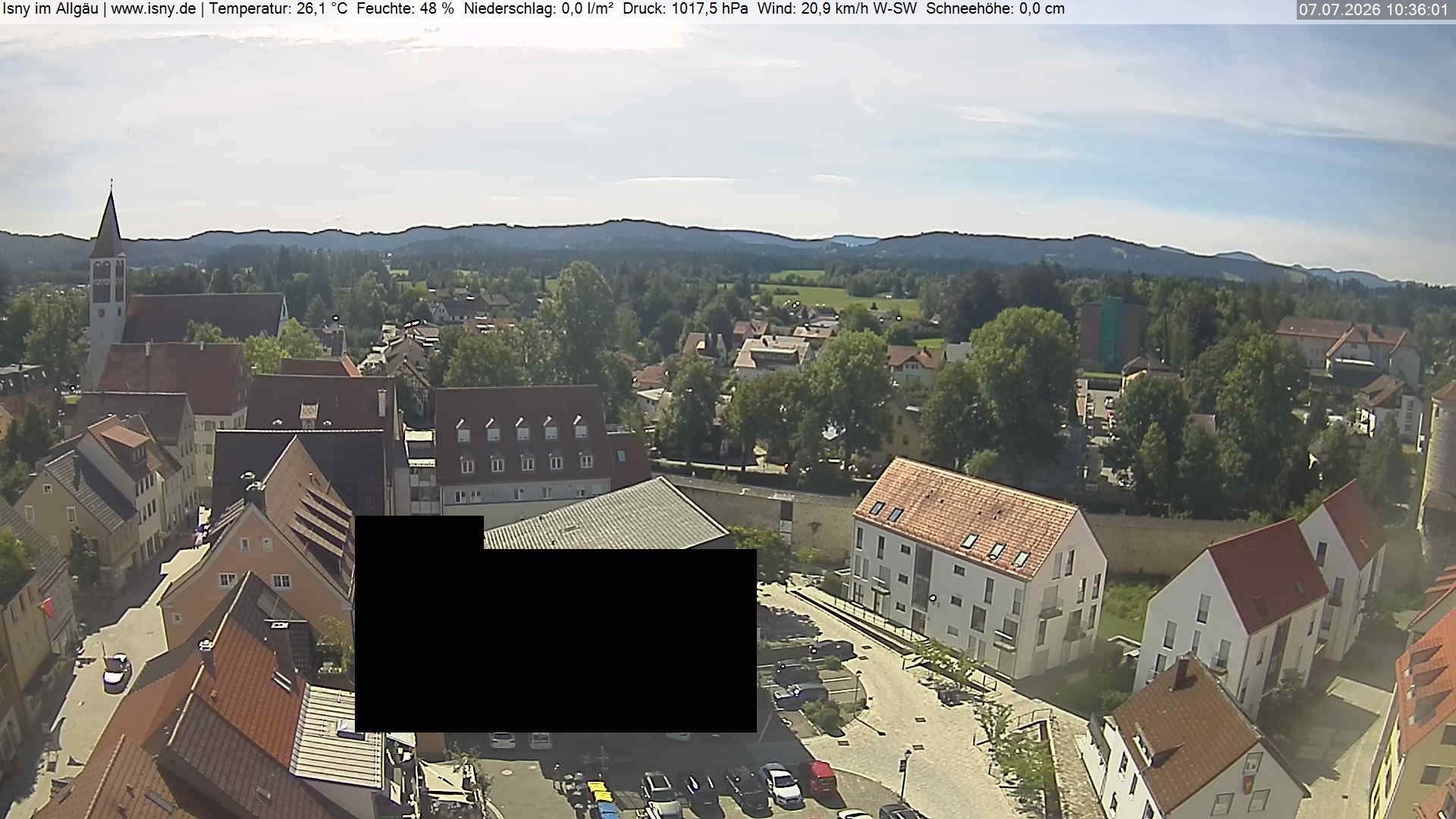 Archiv Foto Webcam Isny im Allgäu - Blick auf die Kirche St. Maria
