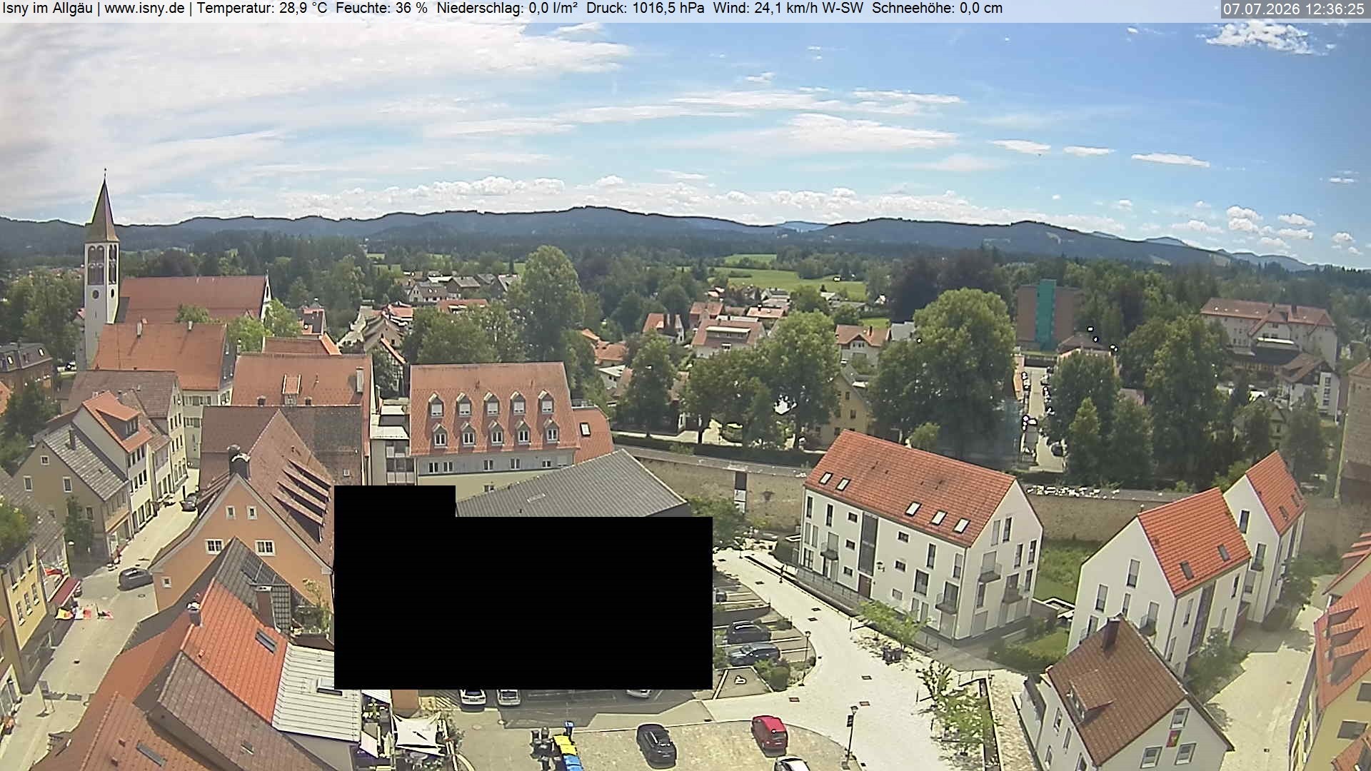 Archiv Foto Webcam Isny im Allgäu - Blick auf die Kirche St. Maria