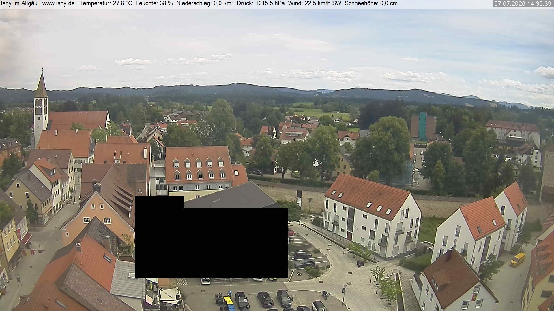Archiv Foto Webcam Isny im Allgäu - Blick auf die Kirche St. Maria