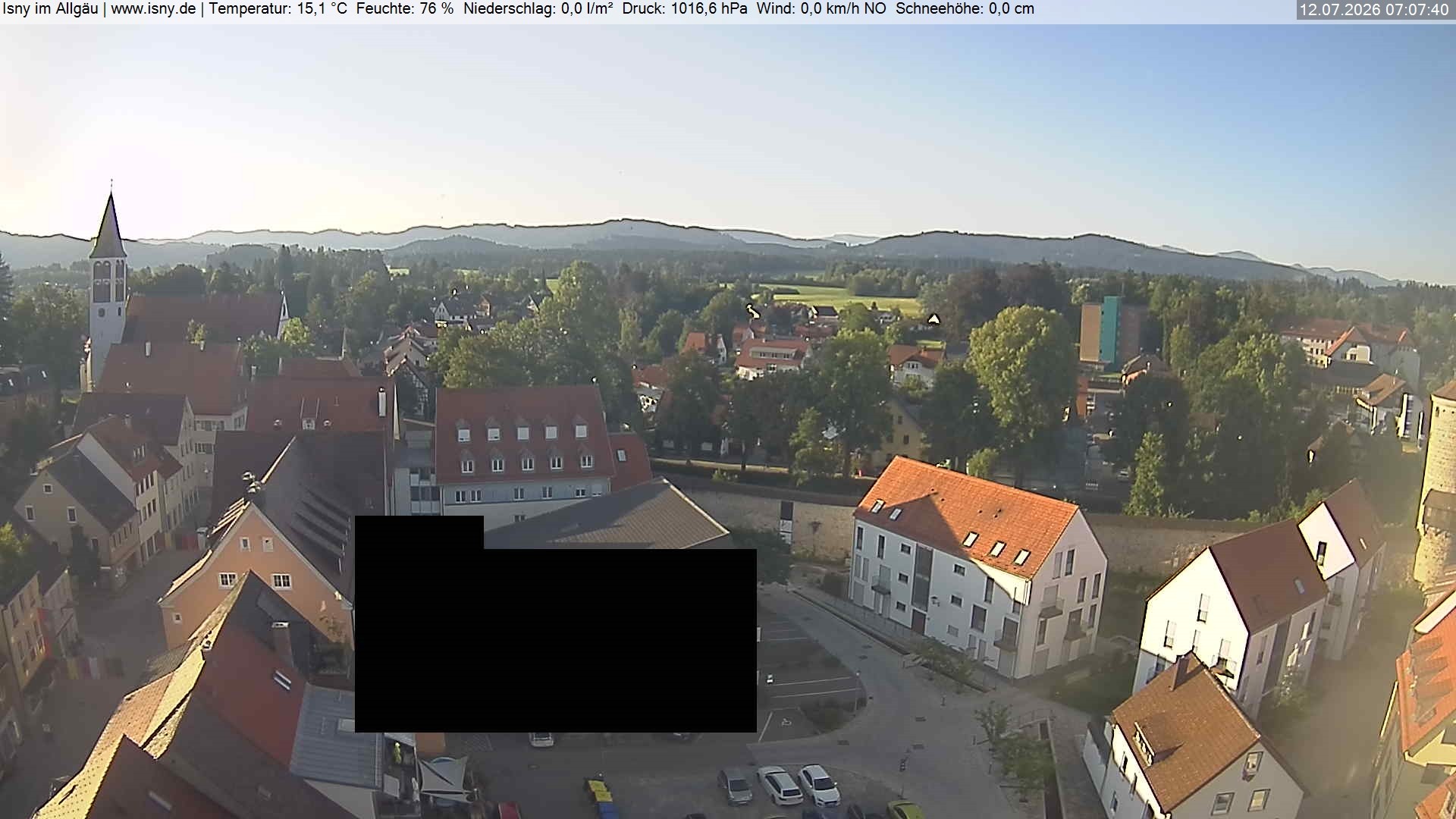 Archived image Webcam Isny - Allgäu - View to St. Mary Church