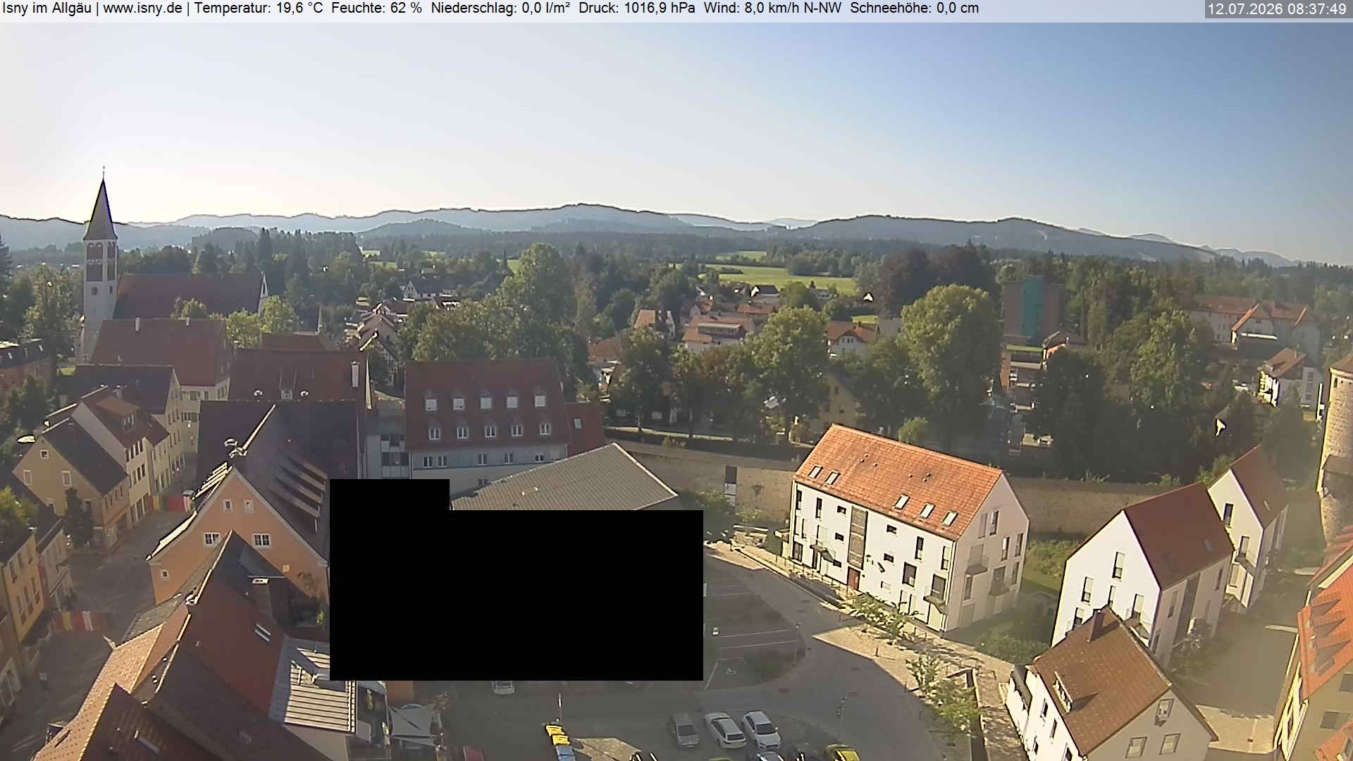 Archived image Webcam Isny - Allgäu - View to St. Mary Church