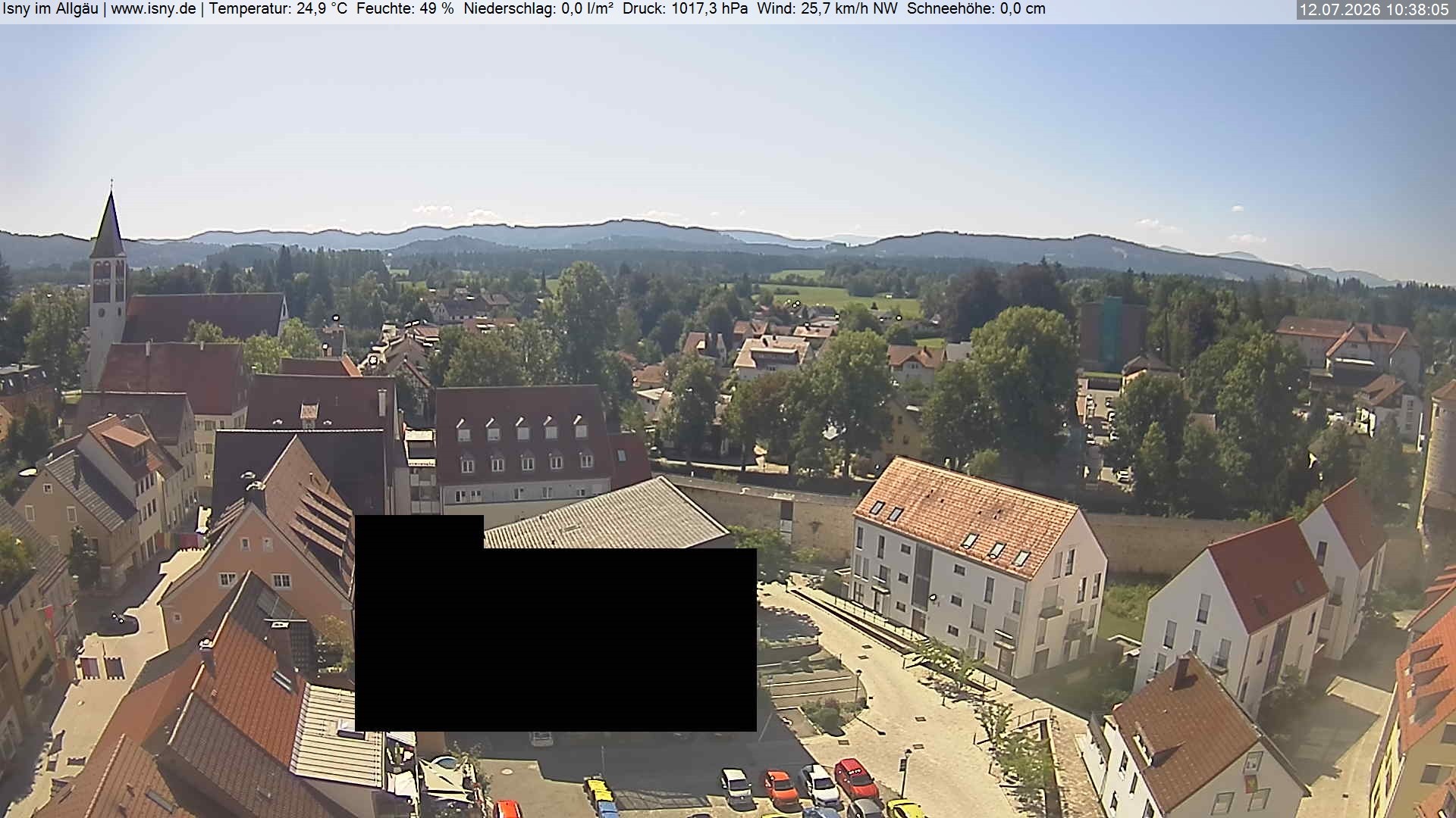 Archived image Webcam Isny - Allgäu - View to St. Mary Church