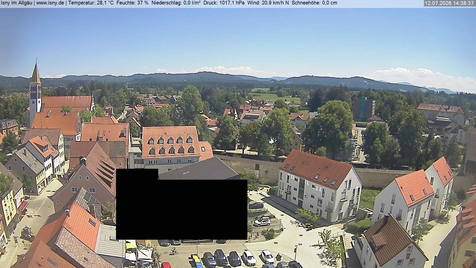 Archived image Webcam Isny - Allgäu - View to St. Mary Church