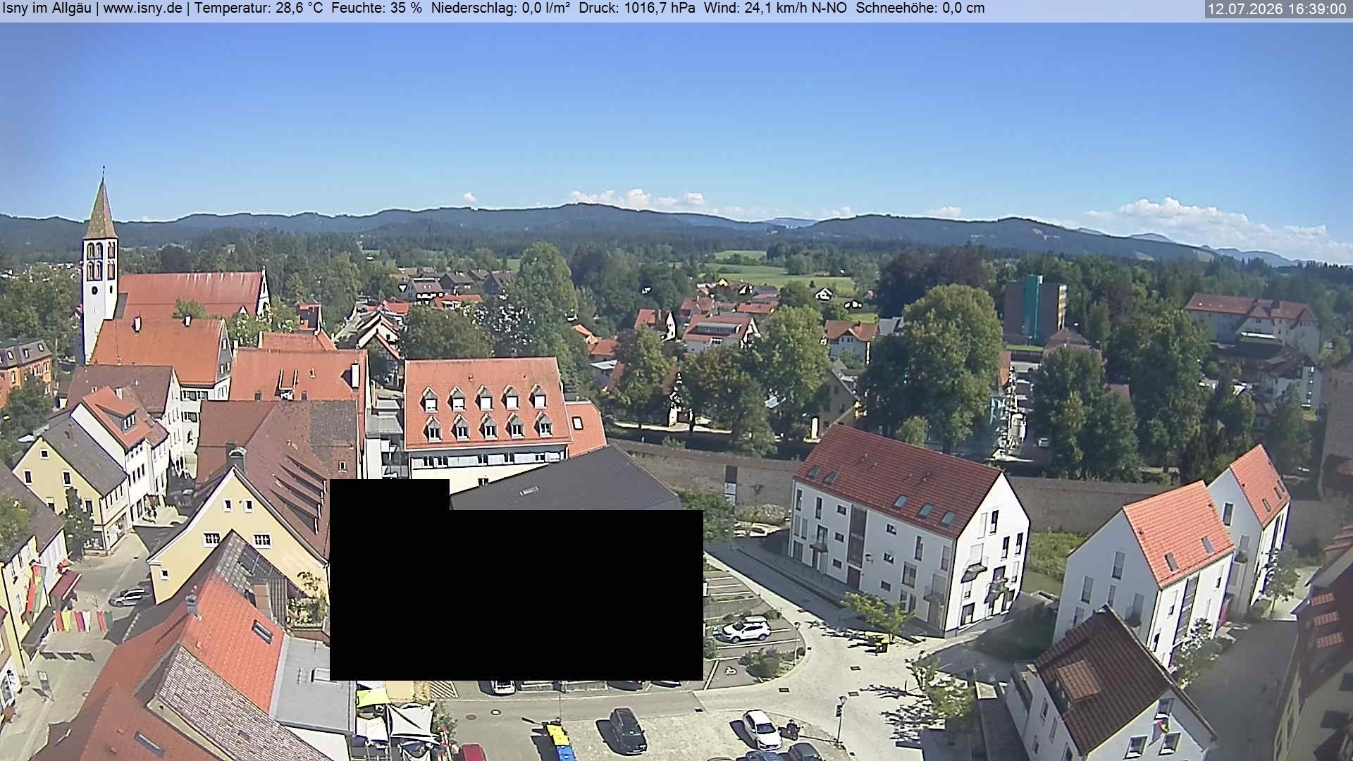 Archived image Webcam Isny - Allgäu - View to St. Mary Church
